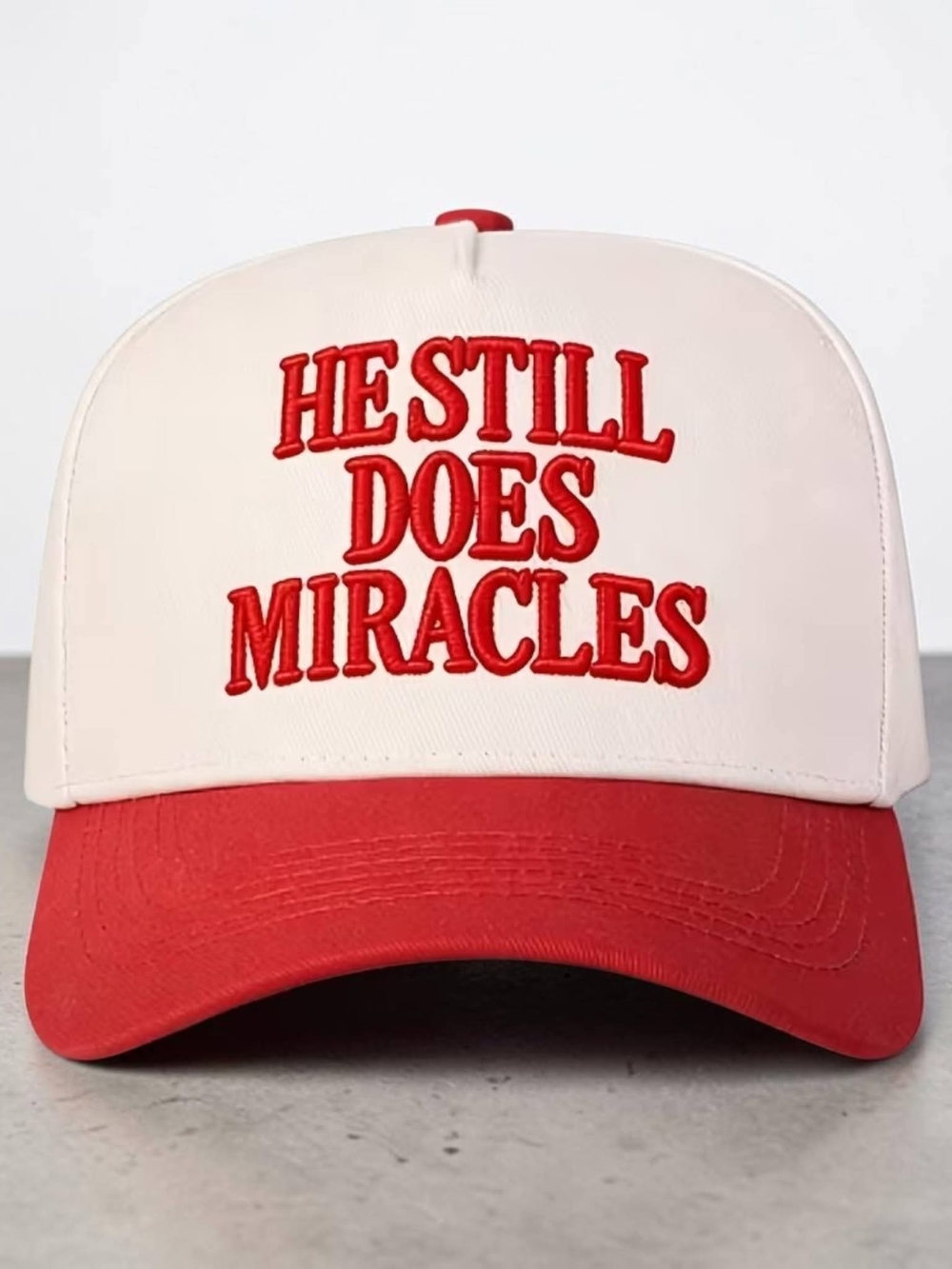 He Still Does Miracles Red & White Trucker Cap